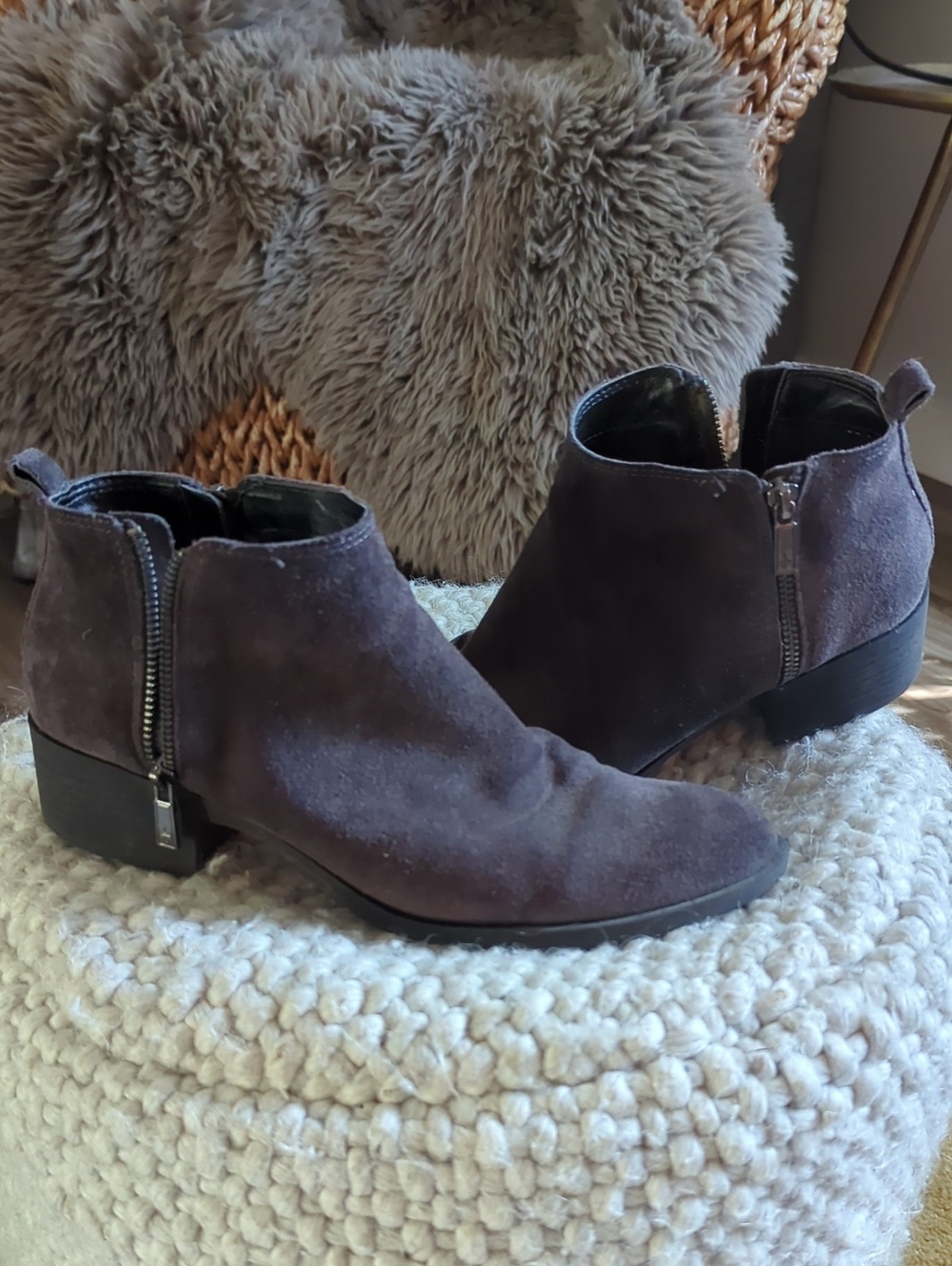 Kenneth Cole Women's Suede Ankle Booties in Charcoal